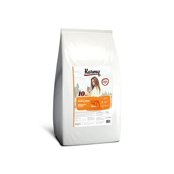 

Dry food Karmy хэйр and skin for cats, supporting health leather and wool salmon 10кг