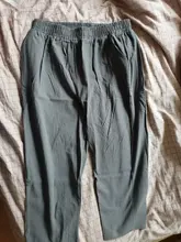 Pantalones de lino y algodón para mujer, pantalón harén holgado, informal, con cintura elástica, Color liso, para primavera y verano