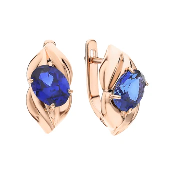 

Gold earrings with sapphires synthetic sunlight sample 585