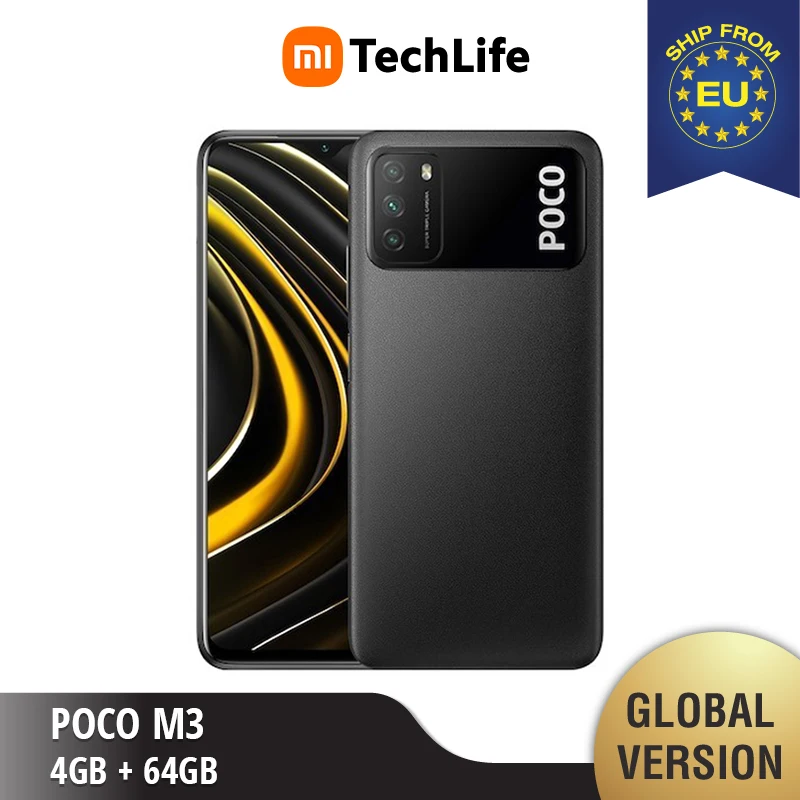 POCO-teléfono inteligente M3 versión Global, 4GB de RAM y 64GB de ROM, nuevo y sellado