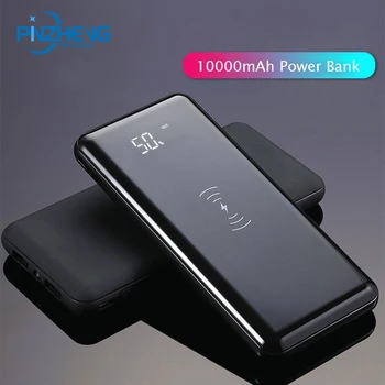 

PINZHENG 10000mAh Power Bank Wireless Power Bank LED Display External Battery 10000mAh Slim Powerbank For iPhone Xiaomi Huawei