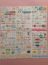 6 unidades/juego Kawaii, libro planificador de mercado de dibujo bonito, diario, decorar pegatinas de papelería, álbum de recortes transparente de PVC