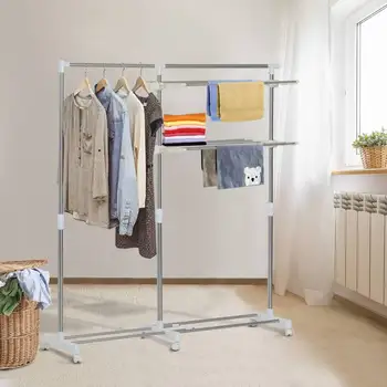

Coat rack Donkey Adjustable Clothes Rack Multi Purpose with Wheels and Brakes Drying Rack for Clothes Drying Tubes Ac