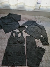 Conjunto de Yoga sin costuras para mujer, ropa deportiva de entrenamiento, gimnasio, Top corto de manga larga, Leggings de cintura alta, trajes cortos, 2/3/5 Uds.