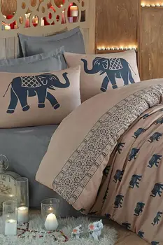 

Double Duvet Cover Set Elephant Pattern - Cotton Made In Turkey