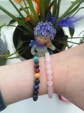 Pulsera elástica de cuarzo con piedra Natural para mujer, brazalete de color rosa en polvo, 2021