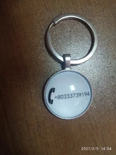 Grabado personalizado llavero de acero inoxidable de regalo personalizado NÚMERO DE TELÉFONO Anti-perdido llavero con anilla