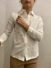 Blouses Shirts Spring Casual Tops Long-Sleeve Foxmertor Women 100%Cotton Pocket Blusas