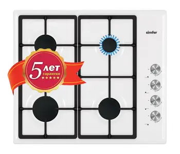 

Gas hob Simfer h60q40w416 cast iron grilles, with