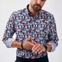 Дефакто мужские рубашки с длинным рукавом тропические растения дизайн мужские осенние Умные повседневные рубашки Высокое Quality-L5831AZ19AU