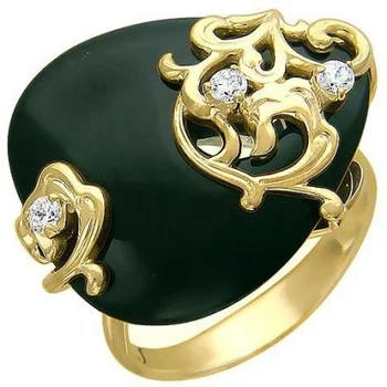 

Esthete ring with agate and cubic zirconia in Yellow Gold