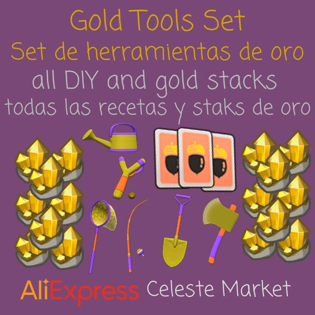 Gold Tools Set - Set de herramientas de oro - Animal Crossing New Horizons