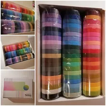 Conjunto de cintas Washi básicas, listones de colores sólidos arcoiris, autoadhesivos, para decoración y recortes, articulo de papelería para diario, 60 unidades por paquete