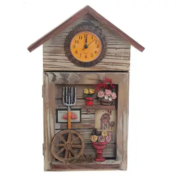 

Housekeeper Wood 6 hooks with clock rural life 32 х21х5 cm (2519541)