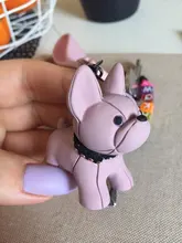 Moda Punk llavero de Bulldog Francés de cuero de la PU perro llaveros para las mujeres bolso colgante joyas baratija del coche de los hombres, anillo de clave de la cadena