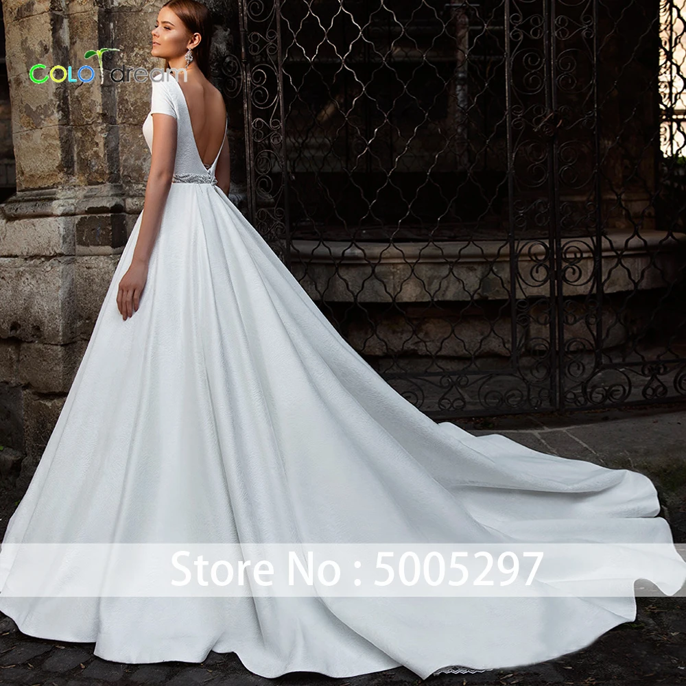 Свадебное платье трапециевидной формы vestido de novia с круглым вырезом
