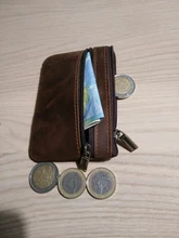 Monedero de cuero de vaca con cremallera Unisex, monedero Unisex con cremallera