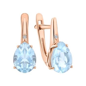 

Gold earrings with Topaz and diamonds sunlight sample 585