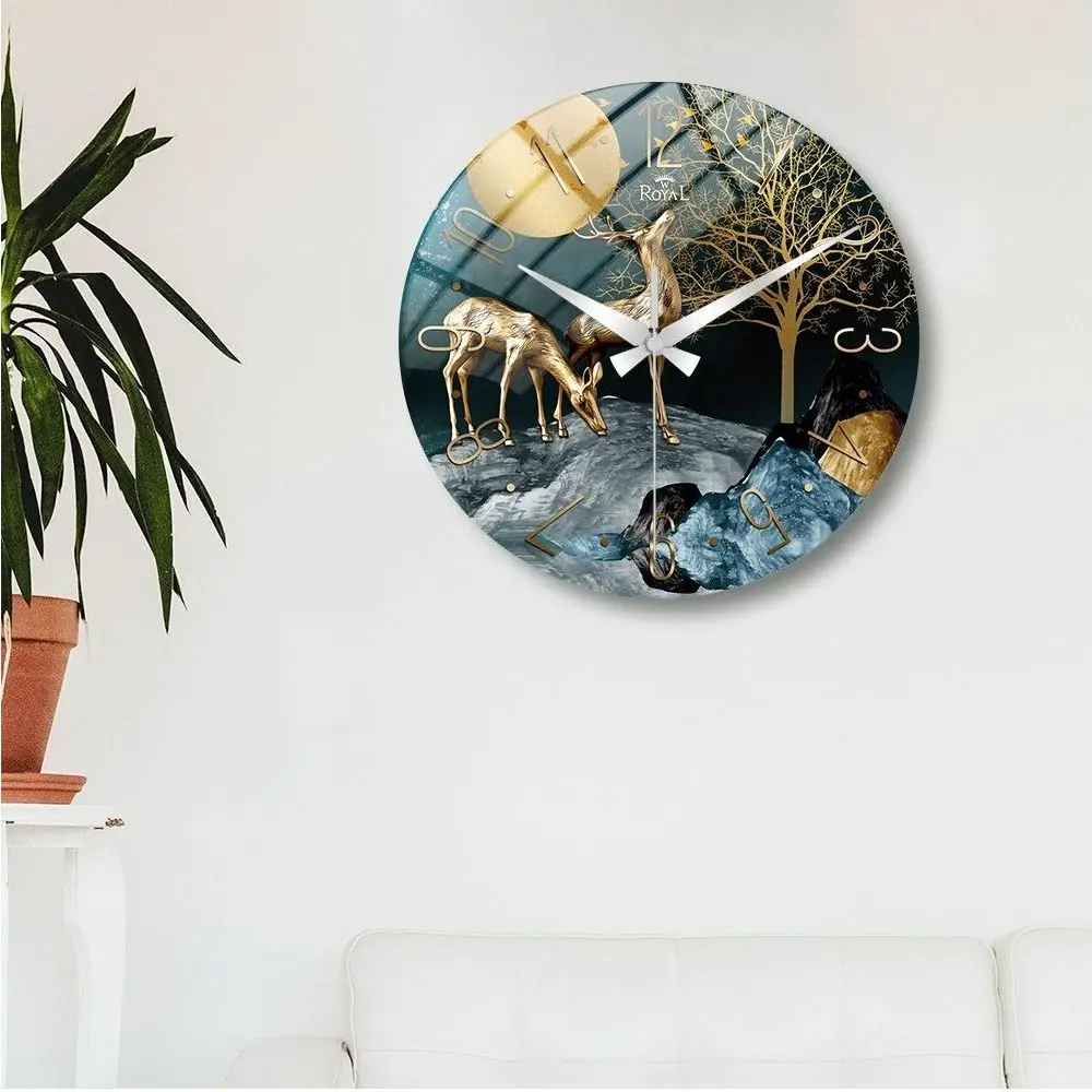 

Curly Decorative Glass Wall Clock 40 Cm Nature-Themed Modern Tazda Wink Attractive Decorative Easy Kurulumlu Quality Silent