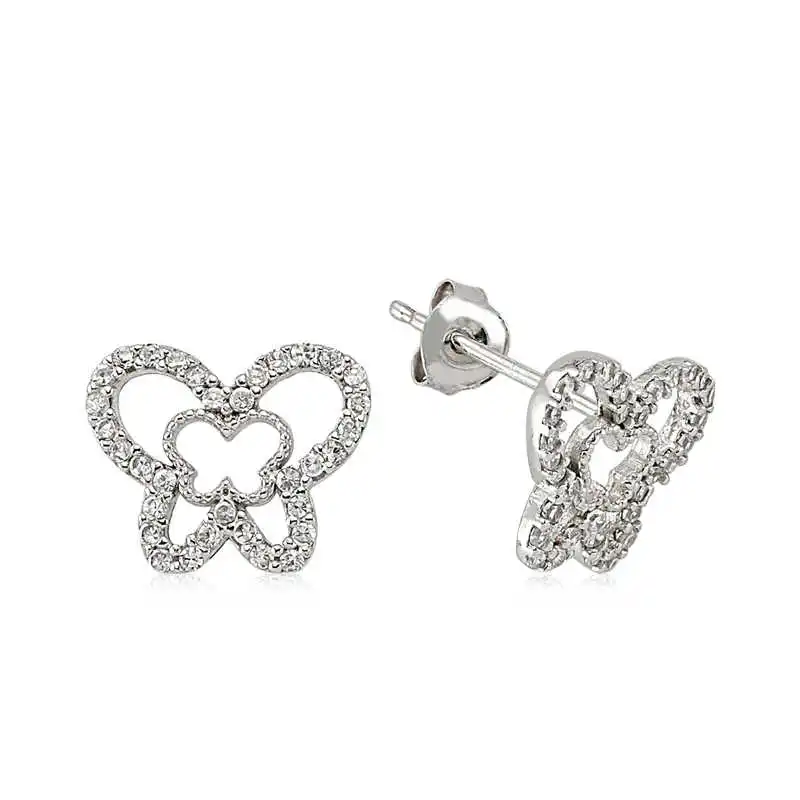 

Silver Studded Butterfly Earrings