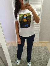 Female Mask Graphic t-Shirt 90s-Tshirt Funny Mona Lisa Vintage Korean Women Top-Tees