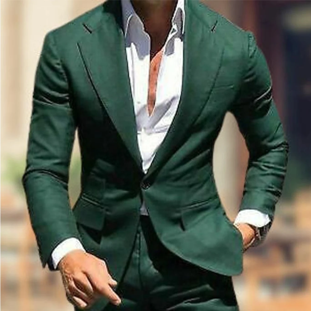 Dark Green Men Suit Tailor Made Suits Custom Made Suits For Men Hunter Green Casual Suits Jacket With Pants Custom Tailored Suit