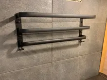 Towel-Hanger Multilayer-Accessories Wall-Mounted Bathroom-Space Black Aluminum Matte