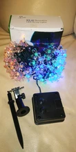Garlands-Light Peach-Flower Led-String Christmas-Decor Solar-Lamp Garden Outdoor 5m 6V
