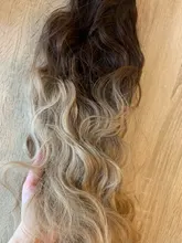 Coleta de colores degradados sintética para mujer, extensiones de cabello con Clip, estilo rizado ondulado, cola de poni, peinado azul y rosa