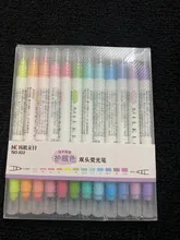 Rotuladores de arte uso didáctico, 12 Uds., rotuladores de doble cabeza de 12 colores, resaltador de cuenta, diario, decoración, marcador de colores Pastel, bolígrafos de notas