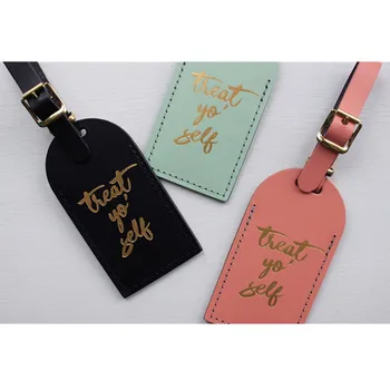 

Personalised Leather Luggage Tag, Treat Yo Self, Destination Wedding Favor for guests, bridal shower gift, bridesmaid proposal