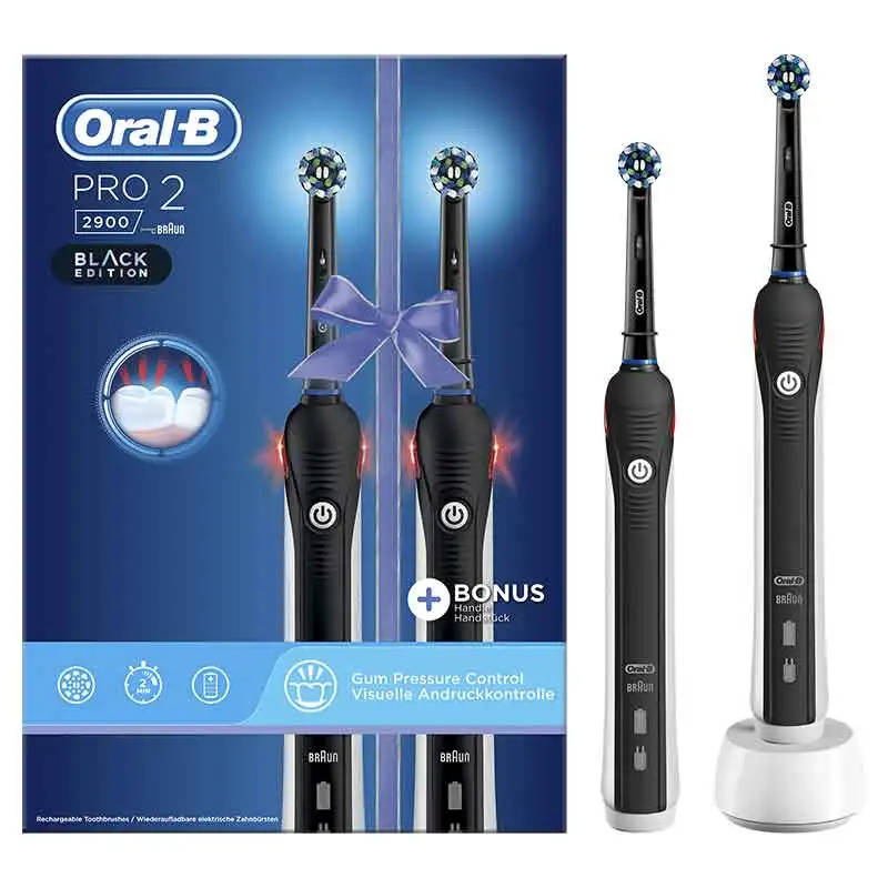 Oral B PRO 2 2900, Pack 2 rechargeable electric toothbrush, professional timer, pressure sensor, up to 14 days Oral B PRO 2 2900, Pack 2 rechargeable electric toothbrush, professional timer, pressure sensor, up to 14 days