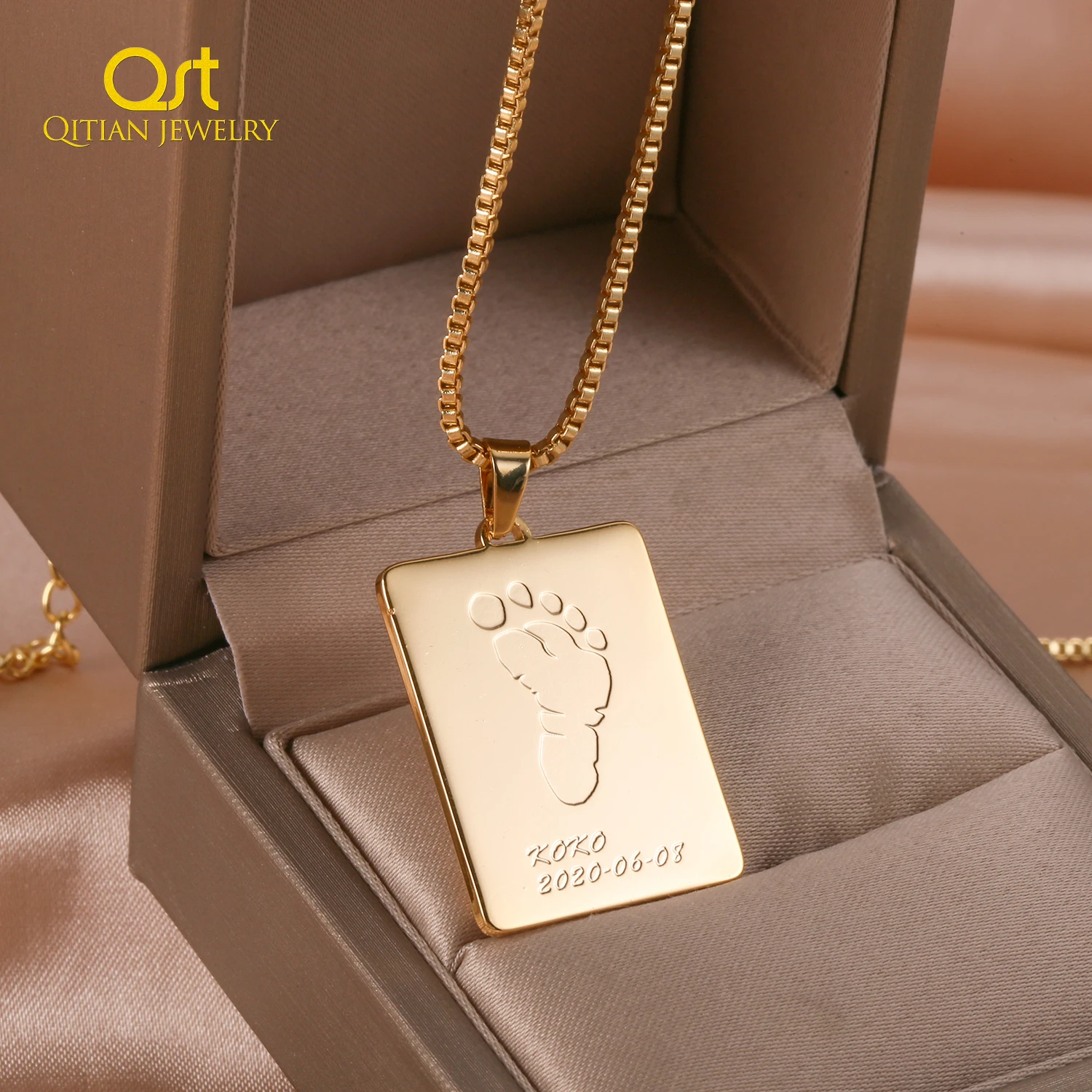 Personalized Baby Footprint Necklace 