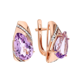 

Gold earrings with amethyst and cubic zirconia sunlight sample 585