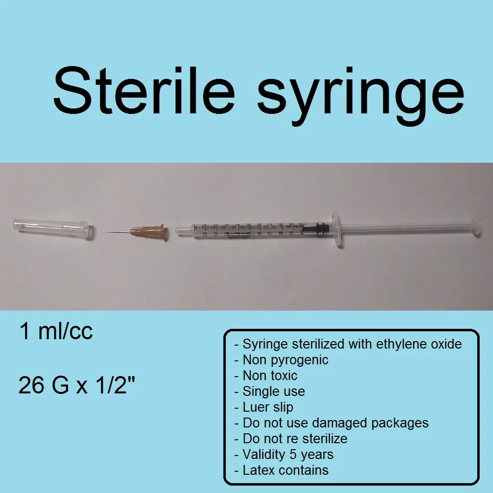 Одноразовый стерильный шприц для инсулина 1 мл/см3 с иглой 26 г и стерильной