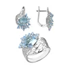 Huadie jewelry set with zircons. Women's earrings with stones and a wide ring with a blue flower. Jewelry 2022 ► Photo 3/6