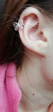 MENGJIQIAO-Clips de Metal con forma de mariposa para mujeres y niñas, joyería de oreja de cartílago falsa, sin Piercing