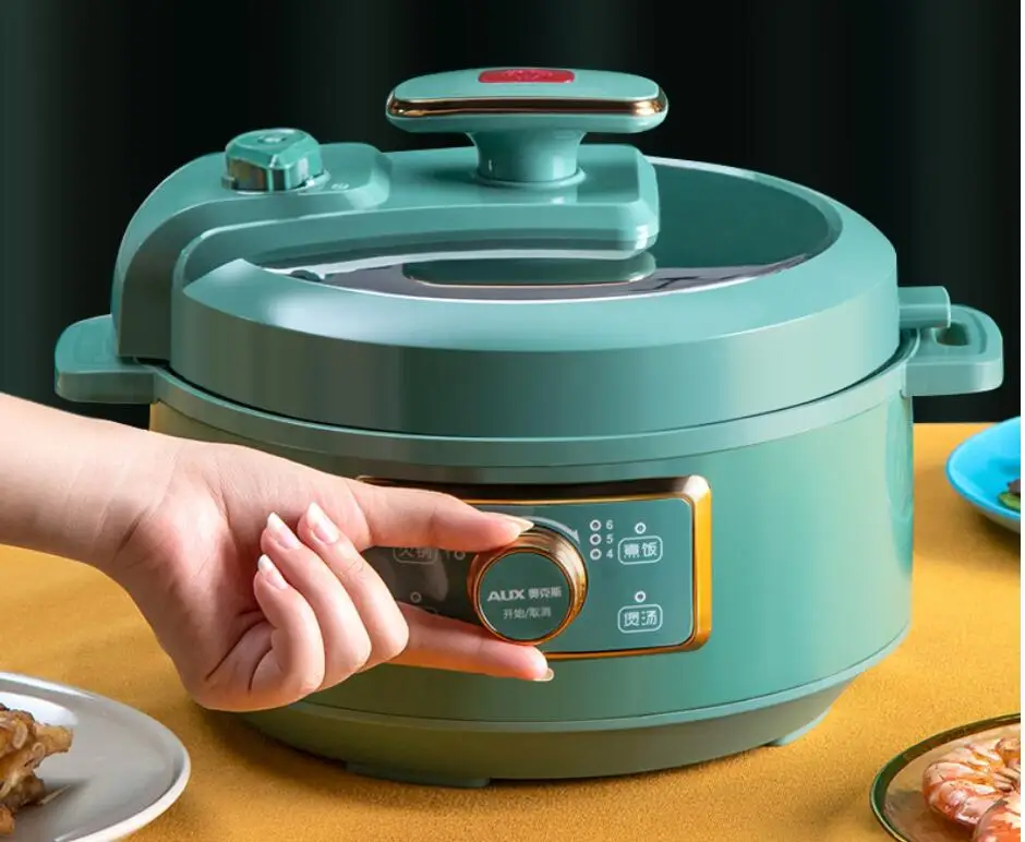 

AUX electric hot pot 3L household small mini pressure rice cooker boiling pot smart home cooking pot knob light green Electric