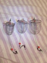 1 Uds 4,5*5,7 cm/4*4,6 cm/3,4*3,6 cm de pescado pequeño de acero inoxidable cebo jaula canasta alimentadora HolderFishing atraer jaula accesorios de pesca