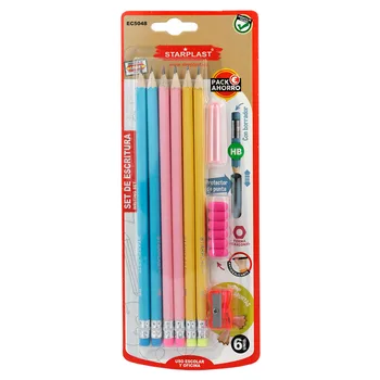

Starplast Set scripture, Pack saving, Pencils HB, To use school and Office, 3 Colores