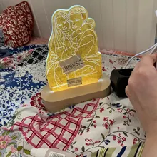 Night-Light Wooden-Base Text-Photo Christmas-Gift Customized Wedding DIY Holiday 