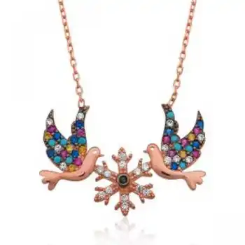 

KUTAYDAN 925 Sterling Silver Love Birds Lady Necklace