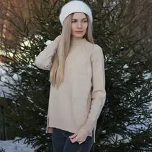 Sweater Pullovers Mock-Neck Beige Purple Winter Green 8-Colors High-Quality Women C-232