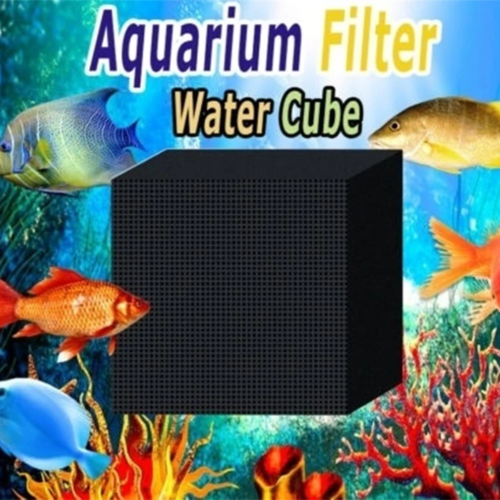 AquariumWaterPurifyingCubeActivatedCarbonCharcoalFilterBlack