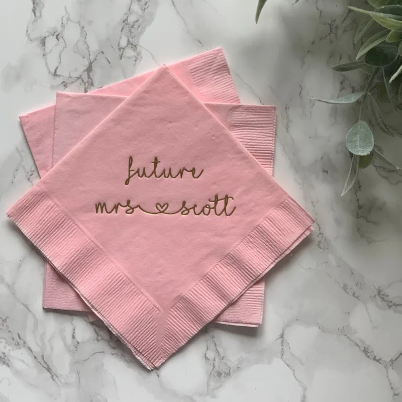 Future Mrs Personalized Bridal Shower Napkins - Rehearsal Dinner Custom Engagement Party baby shower | Дом и сад