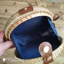 Gusure-Bolso de mimbre tejido para mujer, bandoleras cruzadas hechas a mano de verano para la playa, pequeñas, de hombro redondo de paja