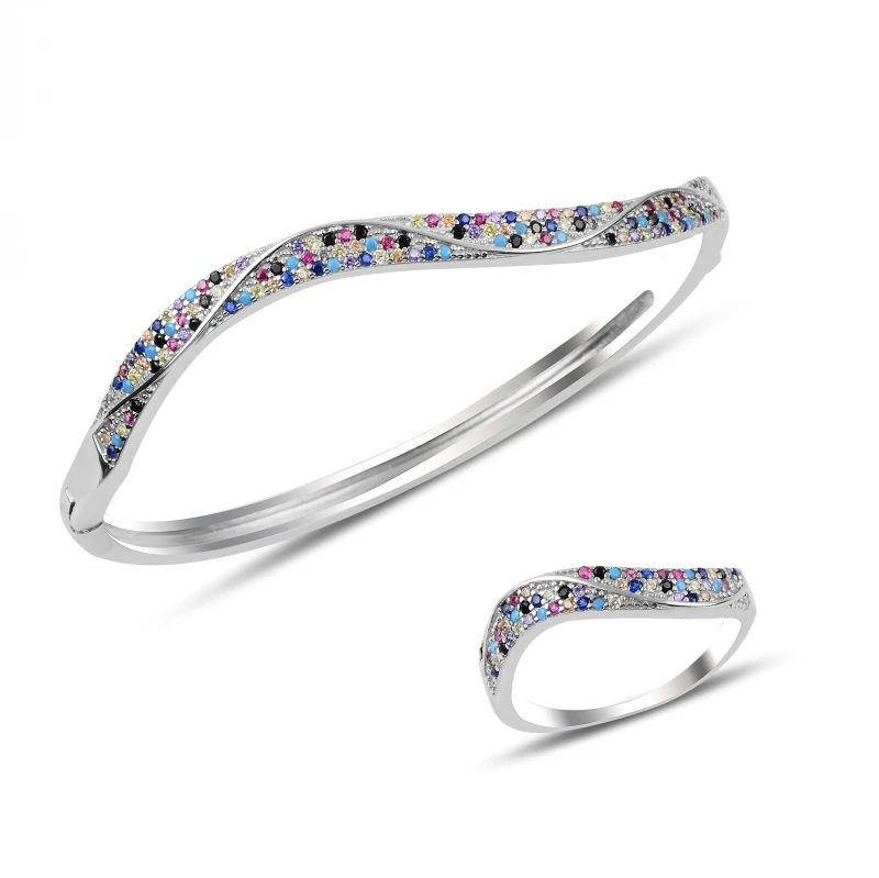 

Silver 925 Sterling Mixed Color Zircon Stone Set