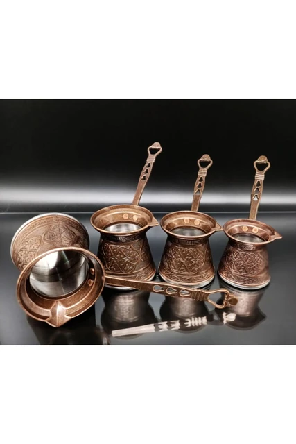 Ayvalı metal Casting steel 4 PCs Patterned Cast-Iron Coffee Pot