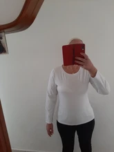 Women's T-Shirt Slim White Long-Sleeved Cotton Brand-New Pure-Tops for Female Thin Woman