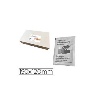 

Hydroalcoholic hand sanitizer wipes measures 190X120 MM individual package Box 500 units